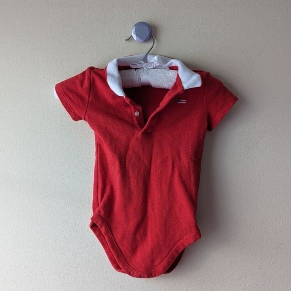 Janie and Jack Red Onesie White Collar 6-12 Months